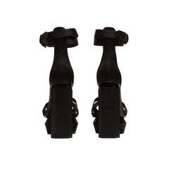 Black Silk Platform Sandals