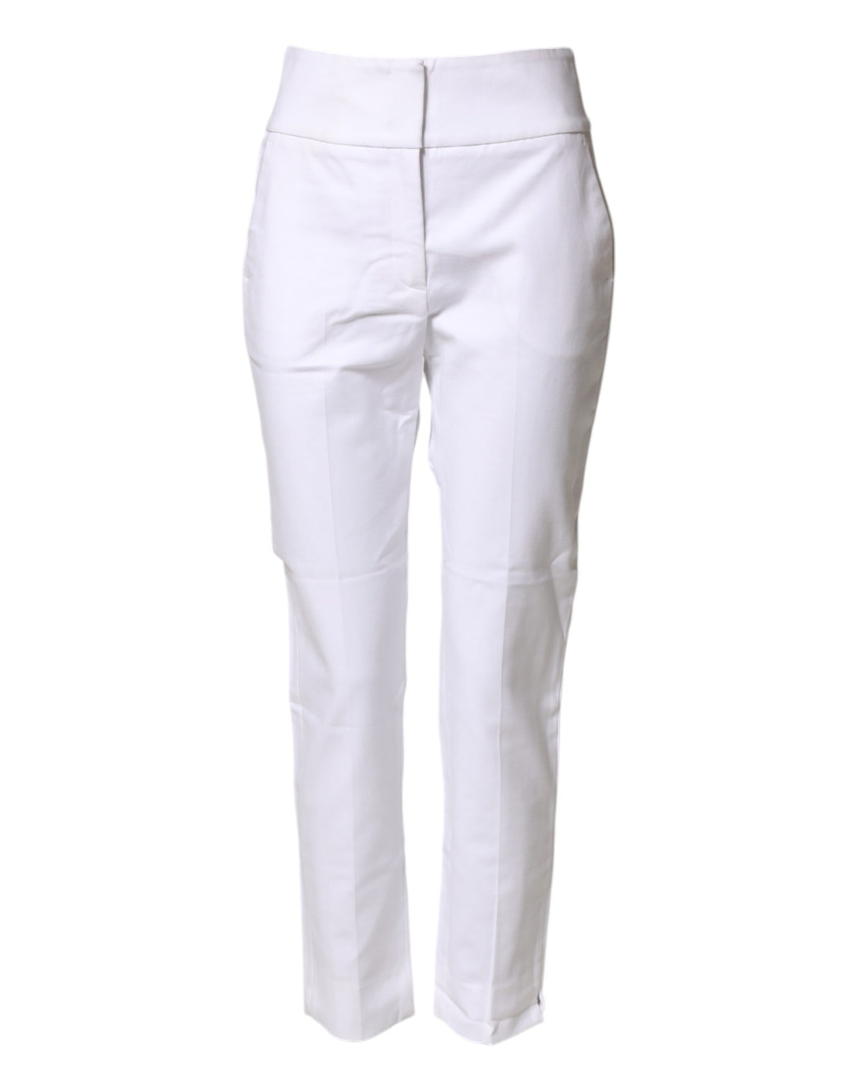 White High Waist Tapered Fit Chino Trouser Pants