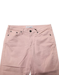 Light Pink Cotton Mid Waist Skinny Fit Denim Jeans