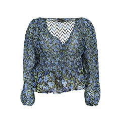 Blue Polyester Women Blouse