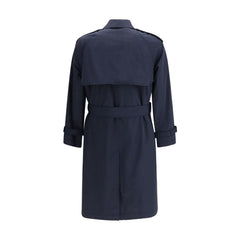 Blue Polyester Trench Coat