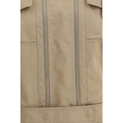 Beige Cotton Full-Length Jacket