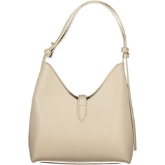 Beige Leather Women Handbag