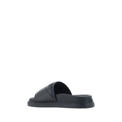 Gray Fabric Flat Sandals