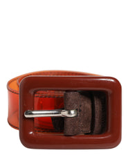 Orange PVC Waist Women Cintura Square Buckle Belt
