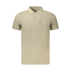 Beige Cotton Men Polo Shirt