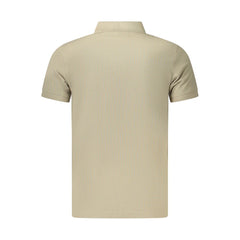 Beige Cotton Men Polo Shirt