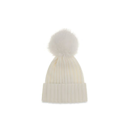 White Fleece Wool Beanie