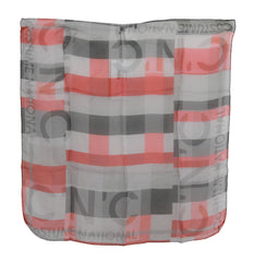 وشاح رمادي من الحرير 100٪ يحمل علامة تجارية