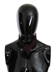 وشاح من الحرير 100٪ باللون الأسود والبرتقالي يحمل علامة تجارية