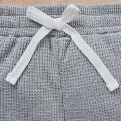 Cotton Waffle Stand Collar Romper Trousers Two-piece Set