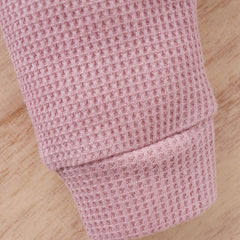 Cotton Waffle Stand Collar Romper Trousers Two-piece Set