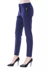 Blue Polyester Women's Slim-Fit Pant