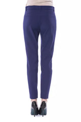 Blue Polyester Women's Slim-Fit Pant