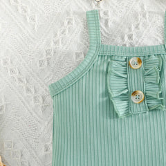 Summer Cute Baby Girl Solid Color Romper Shorts