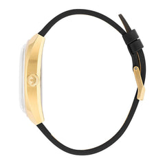 ساعة يد من الجلد الأسود