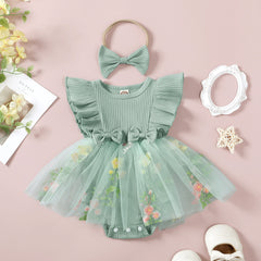 Flower Embroidered Mesh Princess Dress Headdress