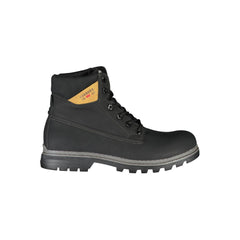 Black Polyurethane Men Ankle Boot
