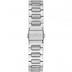 ساعة مع سوار من الفولاذ المقاوم للصدأ باللون الرمادي