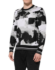 Multicolor Silk Camouflage Pullover Sweater