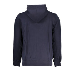 Blue Cotton Men Sweater with Hood