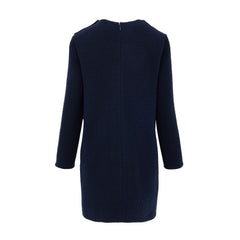 Navy Blue Wool Short Dress