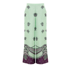 Green Silk Casual Pants