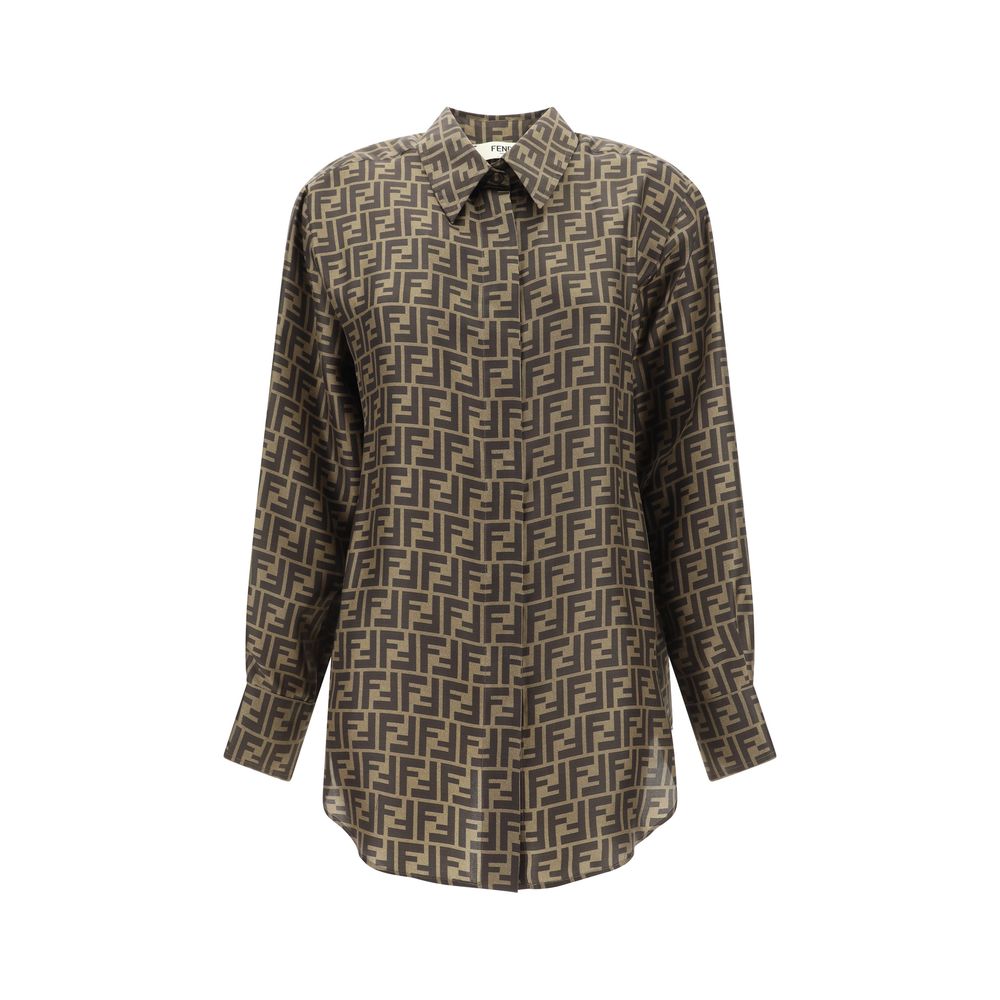 Brown Silk Pattern Shirt