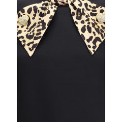 فستان كاجوال من الصوف الأسود