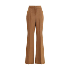Brown Wool Flared Pants
