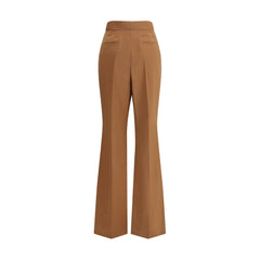 Brown Wool Flared Pants