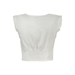 Bianco Cotton Women Shirt with Wide Straps