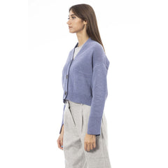 Light Blue Merino Wool Women Cardigan