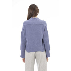 Light Blue Merino Wool Women Cardigan