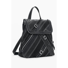 Black Polyurethane Women Backpack