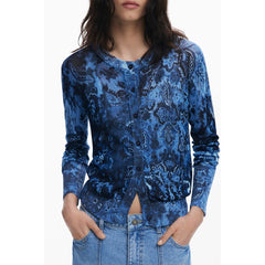 Blue Viscose Women Sweater