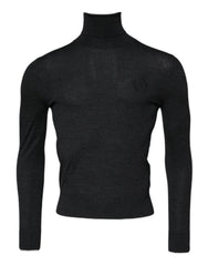 Black Wool Turtle Neck Men's Pullover Sweater