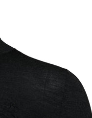 Black Wool Turtle Neck Men's Pullover Sweater