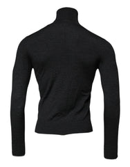 Black Wool Turtle Neck Men's Pullover Sweater