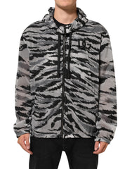 Gray Camouflage Hooded Sweatshirt Jacket