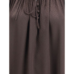 بلوزة حريرية بنية اللون