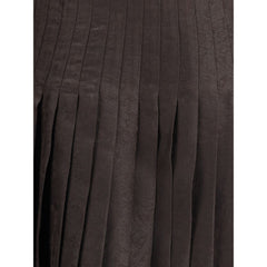 Brown Silk Midi Skirt
