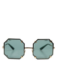 نظارة DG2216 نظارة شمسية ذات إطار ذهبي مربع وعدسات خضراء