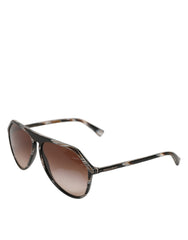 Modified Aviator Striped Brown Acetate Gradient Sunglasses