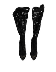 Black Pumps Taormina Lace Socks Boots Shoes