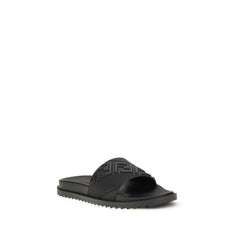 Black Rubber Flat Sandals
