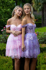 Glitter Print Mesh Sweetheart Neckline Homecoming Dress-0