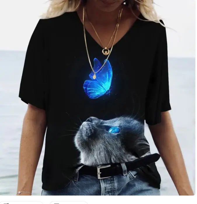 تي شيرت بنقشة قطة