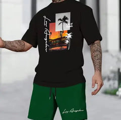 طقم قميص وشورت شاطئ هاواي للرجال