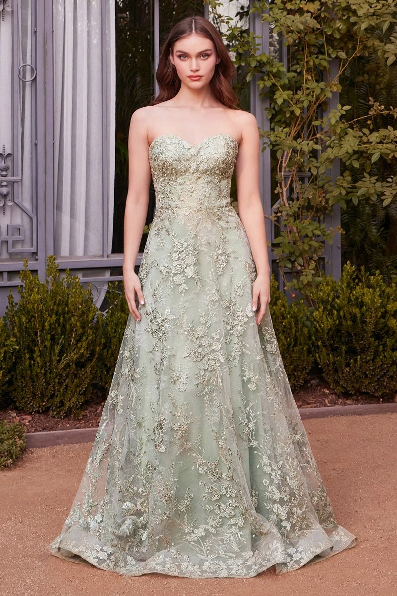 فستان من الدانتيل الزهري مع عباءة - 1